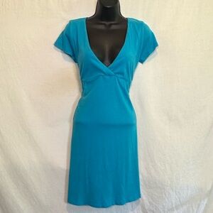 G-192 Velvet Teal Short Sleeve MIDI Dress 100% cotton Size S